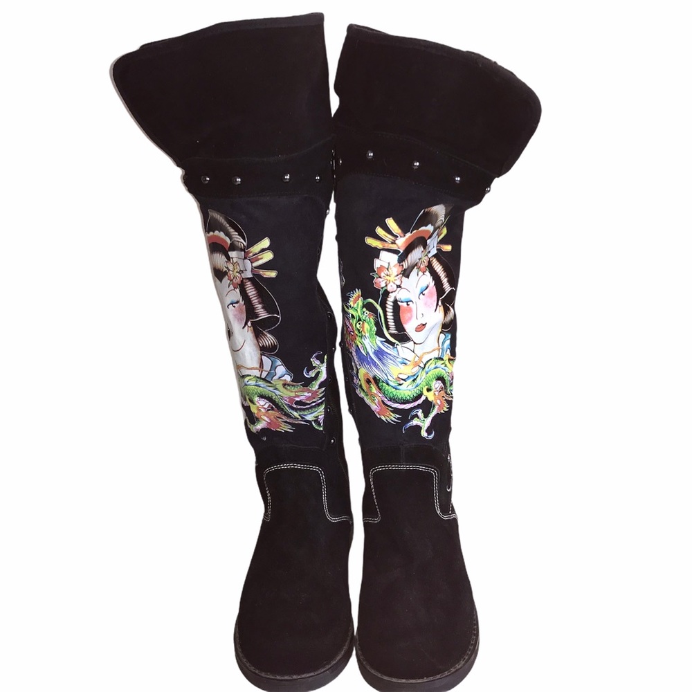 Ed Hardy Snowblazer Black Suede Geisha Boots